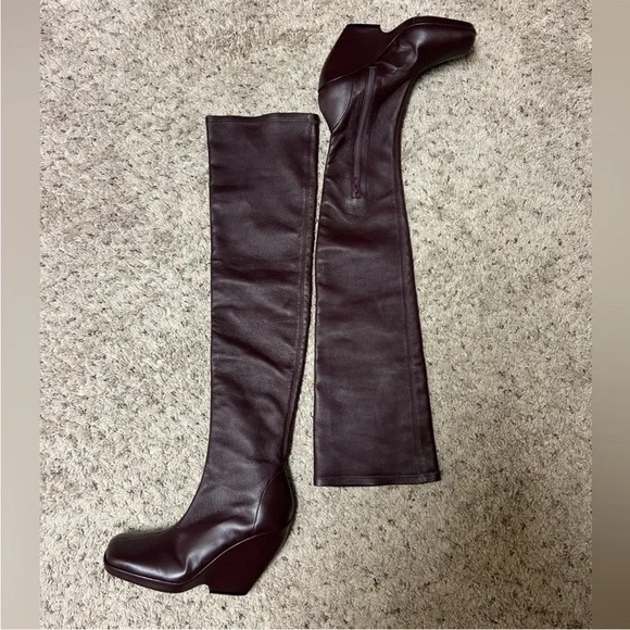 KHAITE Morgan over the knee burgundy boots - Picture 7 of 12